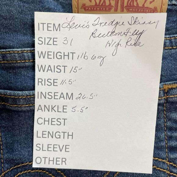 Levi's Wedgie Skinny Jeans Women’s 31 Blue Dark Wash Button Fly High Rise NEW - Picture 12 of 12